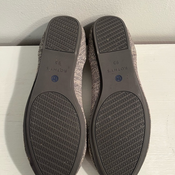 Rothy's The Flat Shoes Black/White Wardrobe Staple Ballerina Flats Women's 9.5 - Picture 3 of 5